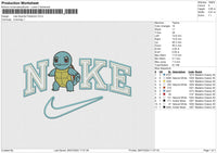 Nike Squirtle Pokemon Embroidery File 6 size