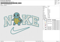 Nike Squirtle Pokemon Embroidery File 6 size