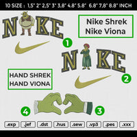 NIKE SHREK NIKE VIONA&nbsp; Embroidery File 6 size