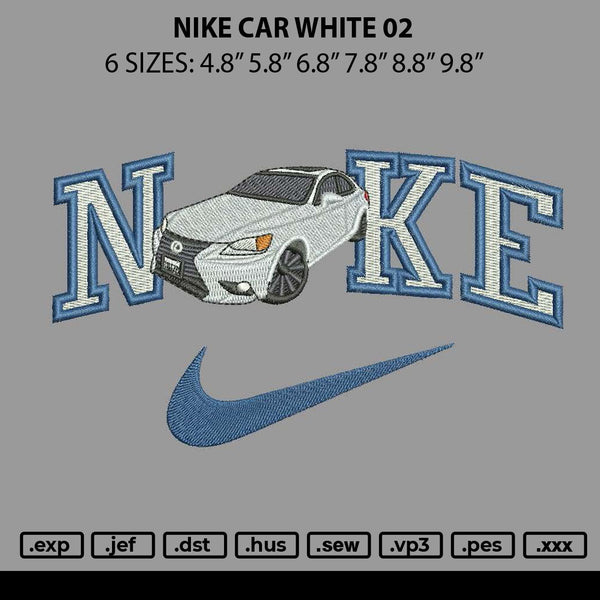 Nike Car White 02 Embroidery File 6 sizes