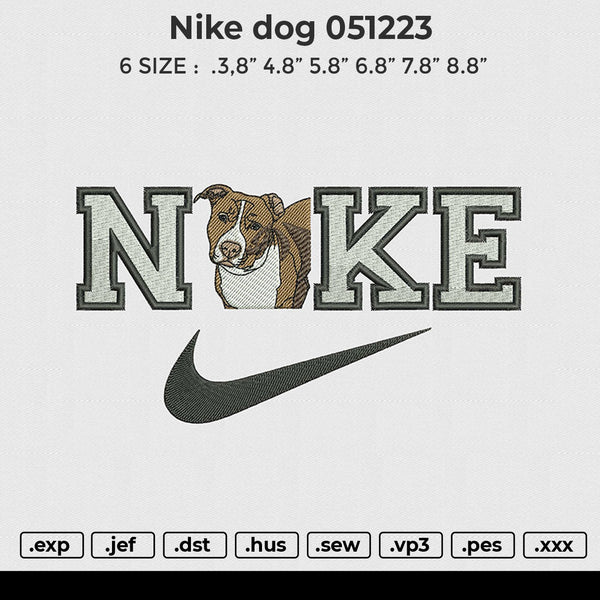 Nike dog 051223 Embroidery File 6 size