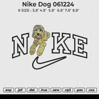 Nike dog 061224 Embroidery File 6 size