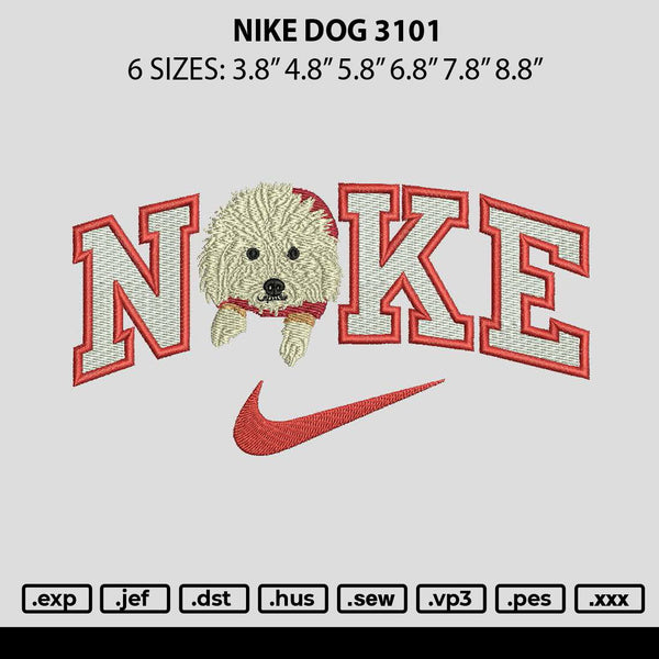 Nike Dog 3101 Embroidery File 6 sizes
