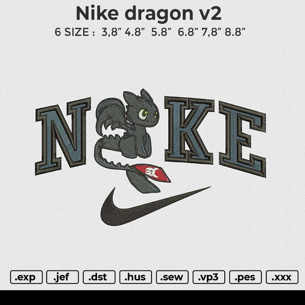 Nike dragon v2 Embroidery File 4 size