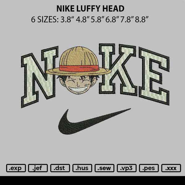 Nike Luffy Head Embroidery File 6 sizes