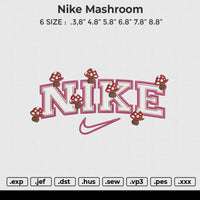 Nike mashroom Embroidery File 6 size