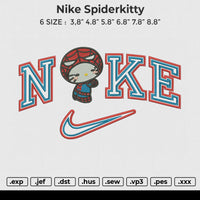 nike spiderkitty Embroidery File 4 size