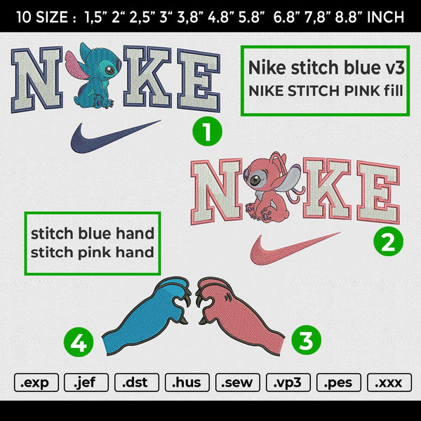 Nike Stitch Blue v3 n NIKE STITCH PINK Fill Bundle Embroidery File 6 size