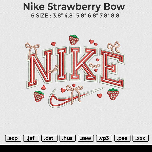 Nike Strawberry Bow Embroidery File 6 size