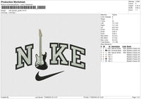 nike swoosh guitar Embroidery File 6 size