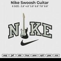 nike swoosh guitar Embroidery File 6 size