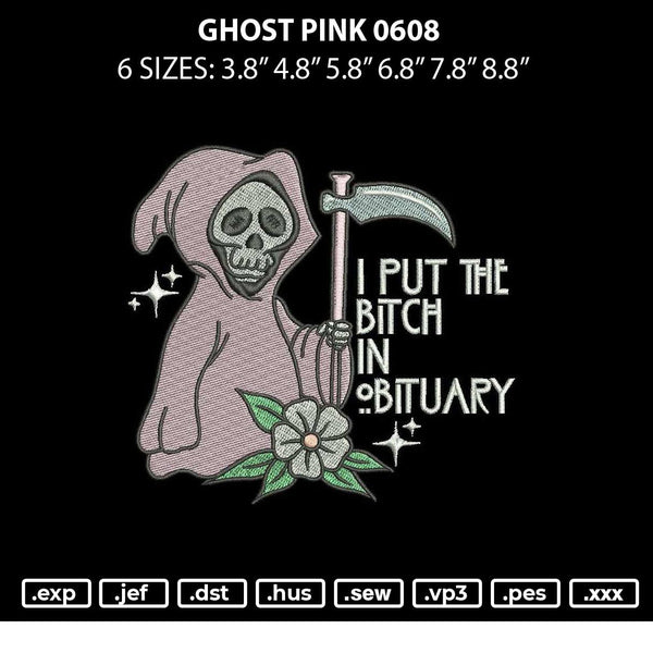 Ghost Pink 0608 Embroidery File 6 sizes