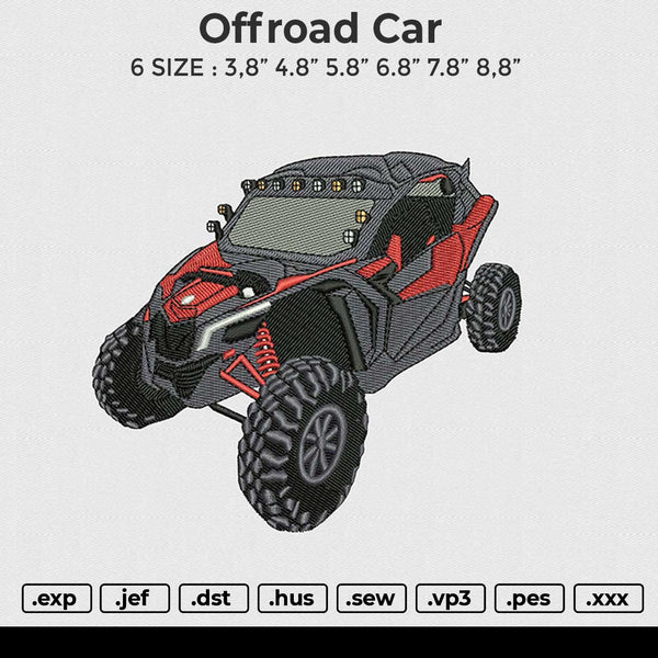 Offroad Car Embroidery File 6 size