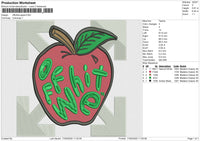 Offwhite Apple Embroidery File 6 size