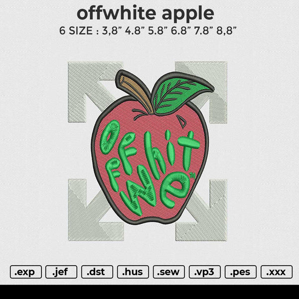 Offwhite Apple Embroidery File 6 size