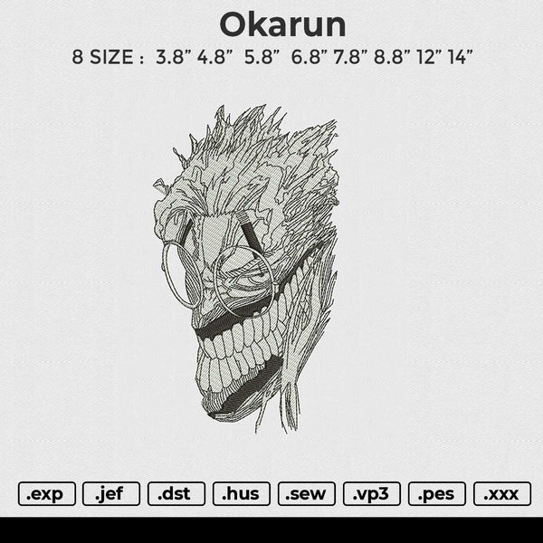 Okarun Embroidery File 6 size