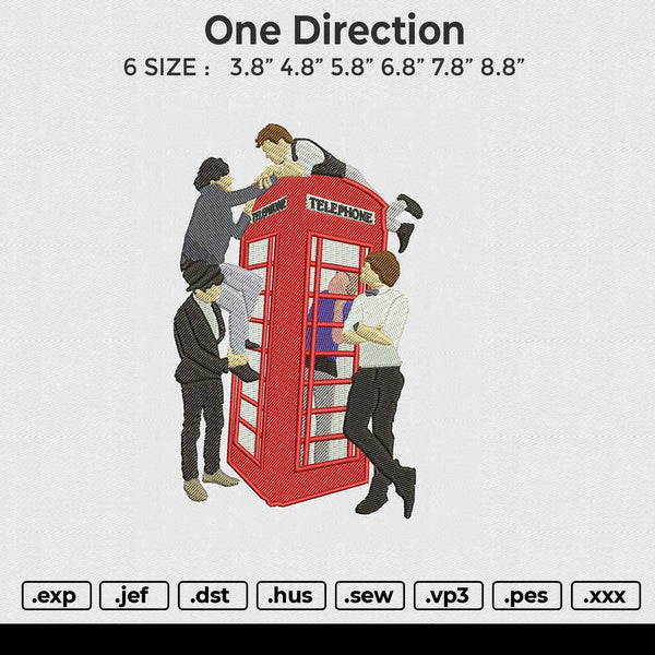 One Direction Embroidery File 6 size