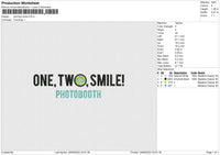 One Two Smile Photobooth Embroidery File 6 size