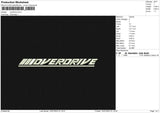 Overdrive Embroidery File 6 size