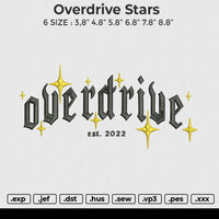 Overdrive Stars Embroidery File 6 size