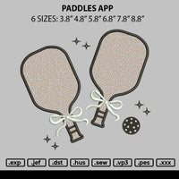 Paddles App Embroidery File 6 sizes