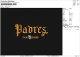 Padres SD Embroidery File 6 sizes