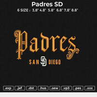 Padres SD Embroidery File 6 sizes