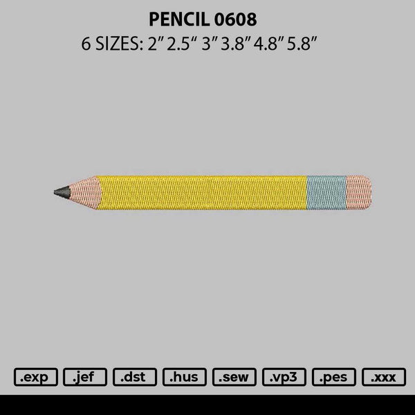 Pencil 0608 Embroidery File 6 sizes