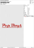 Pep boys Embroidery File 6 size
