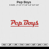 Pep boys Embroidery File 6 size