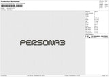 Persona3 Embroidery File 6 size