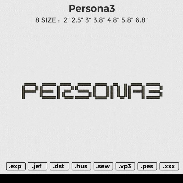 Persona3 Embroidery File 6 size