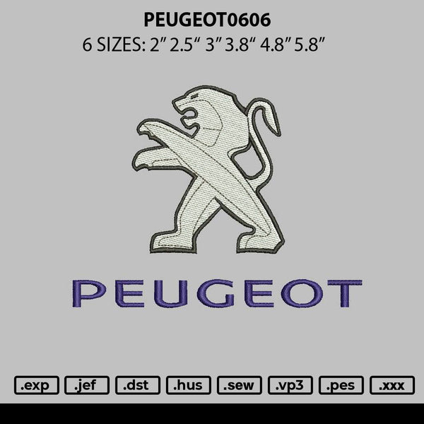 Peugeot 0606 Embroidery File 6 sizes