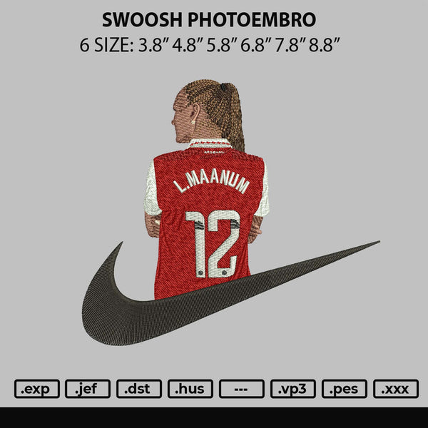 Swoosh Photoembro Embroidery File 6 sizes