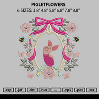 Pigletflowers Embroidery File 6 sizes