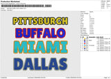 pitsburgh buffalo miami dallas Embroidery File 6 size