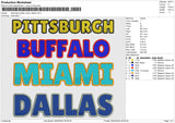 pitsburgh buffalo miami dallas Embroidery File 6 size