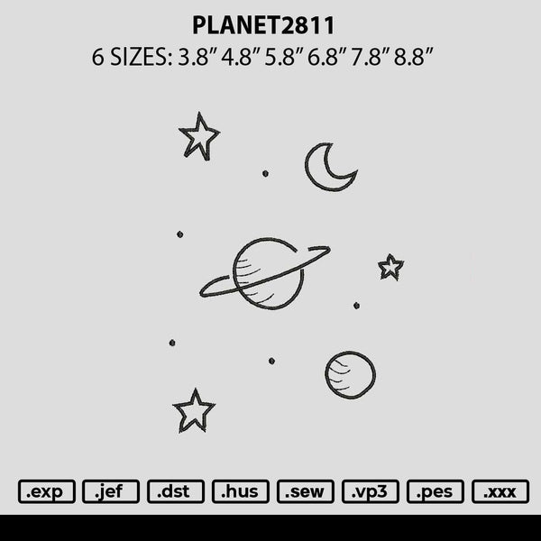 Planet2811 Embroidery File 6 sizes