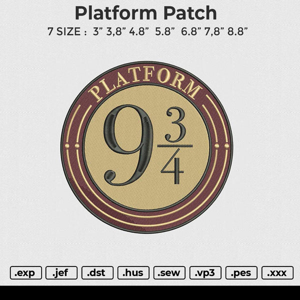 Platform patch Embroidery File 6 size