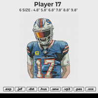 Player 17 Embroidery File 6 size