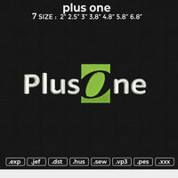 Plus one Embroidery File 6 size