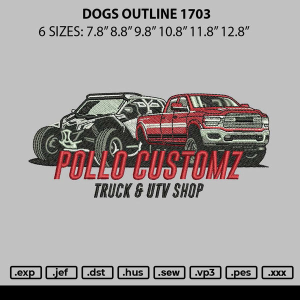 Cars 1703 Embroidery File 6 sizes