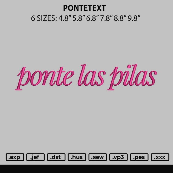 Pontetext Embroidery File 6 sizes