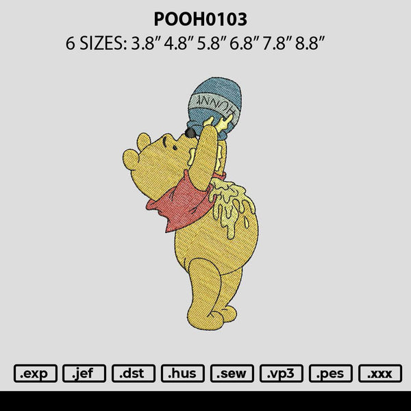 Pooh0103 Embroidery File 6 sizes