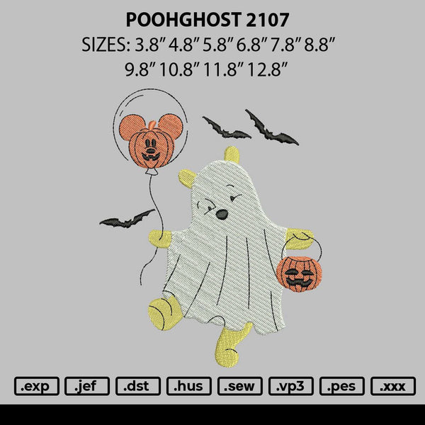 Poohghost 2107 Embroidery File 6 sizes