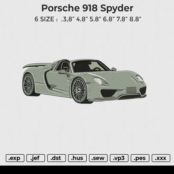 porsche 918 spyder Embroidery File 6 size