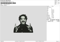 Postmalone Bw Embroidery File 6 sizes