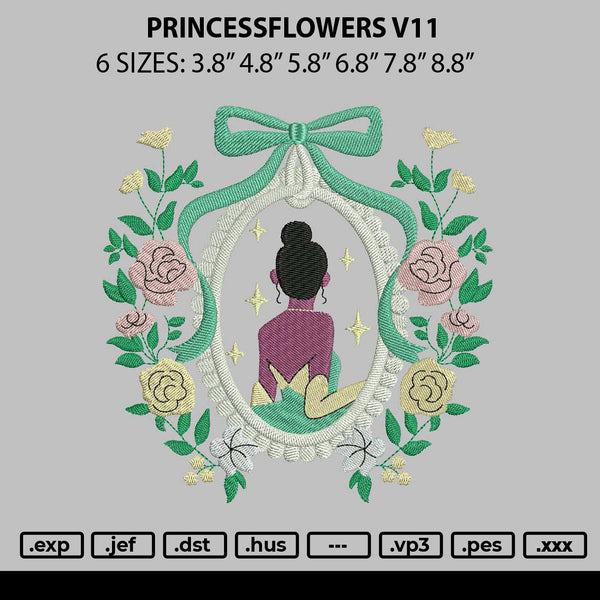 Princessflowers v11 Embroidery File 6 sizes