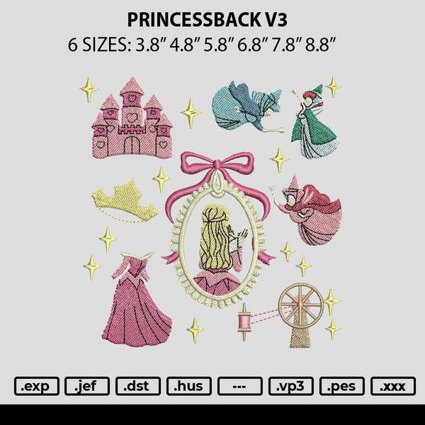 Princessback V3 Embroidery File 6 sizes