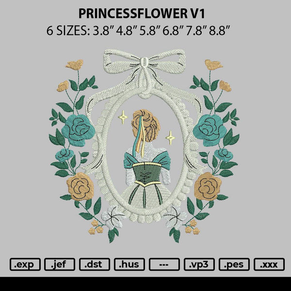 Princessflower V1 Embroidery File 6 sizes